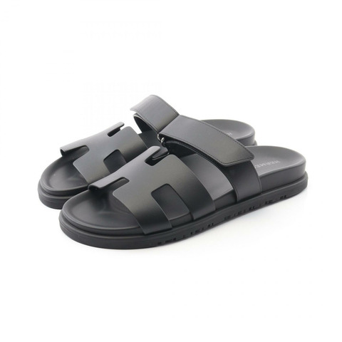 愛馬仕 Chypre 涼鞋 #38 黑色真皮二手女鞋