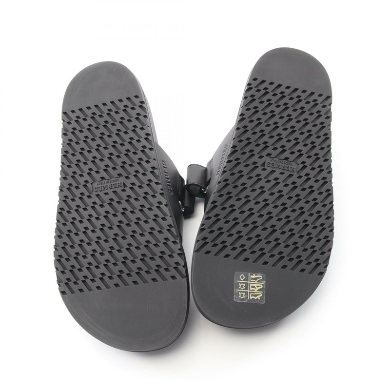 愛馬仕 Chypre 涼鞋 #38 黑色真皮二手女鞋-3