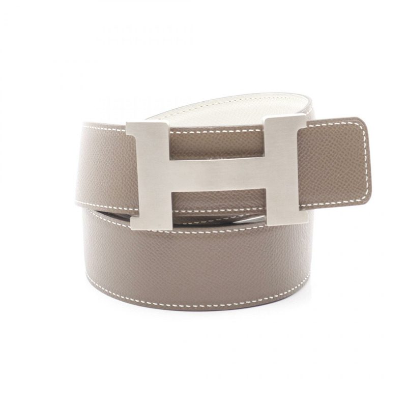愛馬仕 Constance H 雙面腰帶 O 愛普生小牛皮 灰褐色 SHW-5