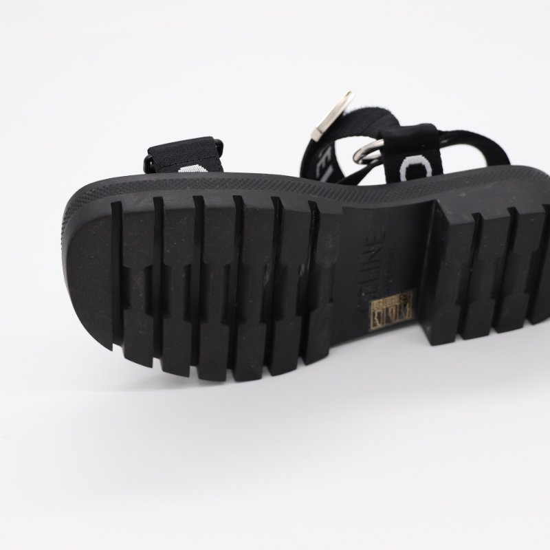 【近新♥️適合  EU38 尺碼】Celine 思琳 Chunky 黑白品牌Logo Sandal 厚底涼鞋-4