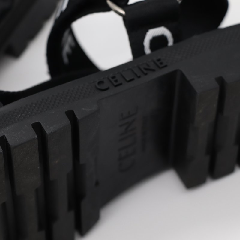 【近新♥️適合  EU38 尺碼】Celine 思琳 Chunky 黑白品牌Logo Sandal 厚底涼鞋-6