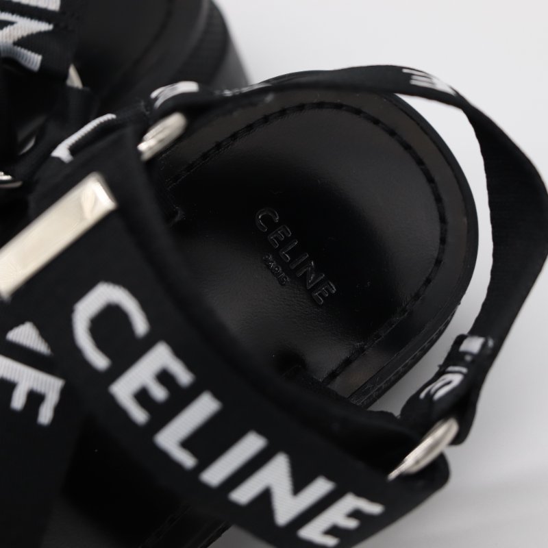 【近新♥️適合  EU38 尺碼】Celine 思琳 Chunky 黑白品牌Logo Sandal 厚底涼鞋-8