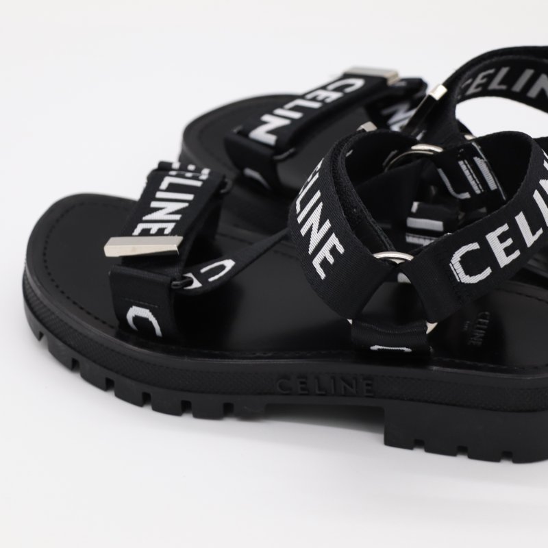 【近新♥️適合  EU38 尺碼】Celine 思琳 Chunky 黑白品牌Logo Sandal 厚底涼鞋-10