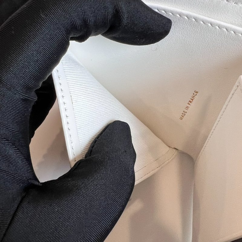 CHANEL AP0231/晶片款 CF三折短夾荔枝白淡金釦-6