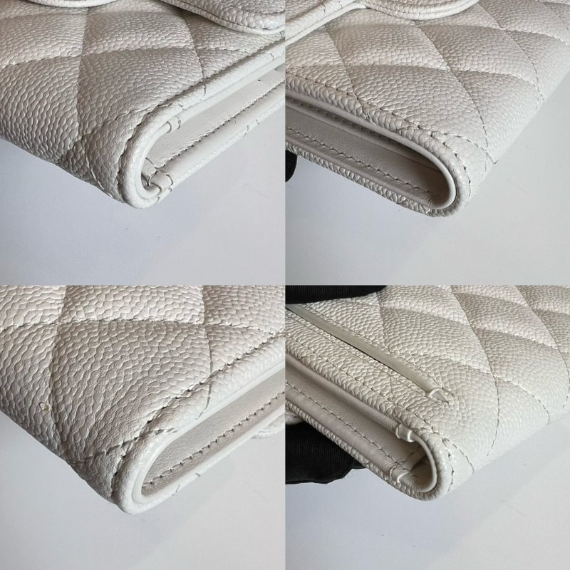 CHANEL AP0231/晶片款 CF三折短夾荔枝白淡金釦-10