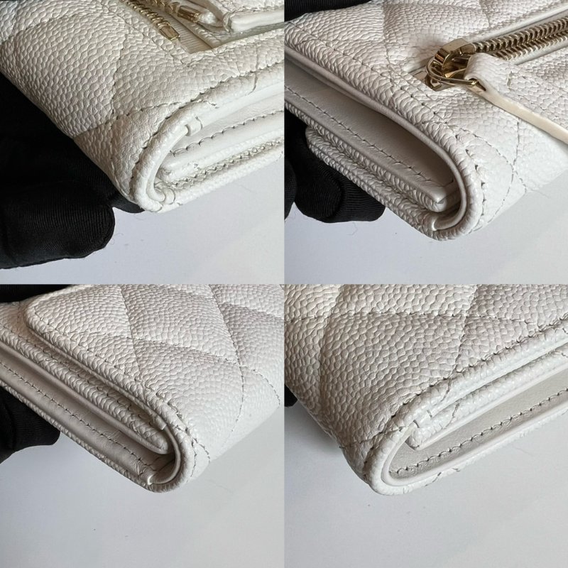 CHANEL AP0231/晶片款 CF三折短夾荔枝白淡金釦-11