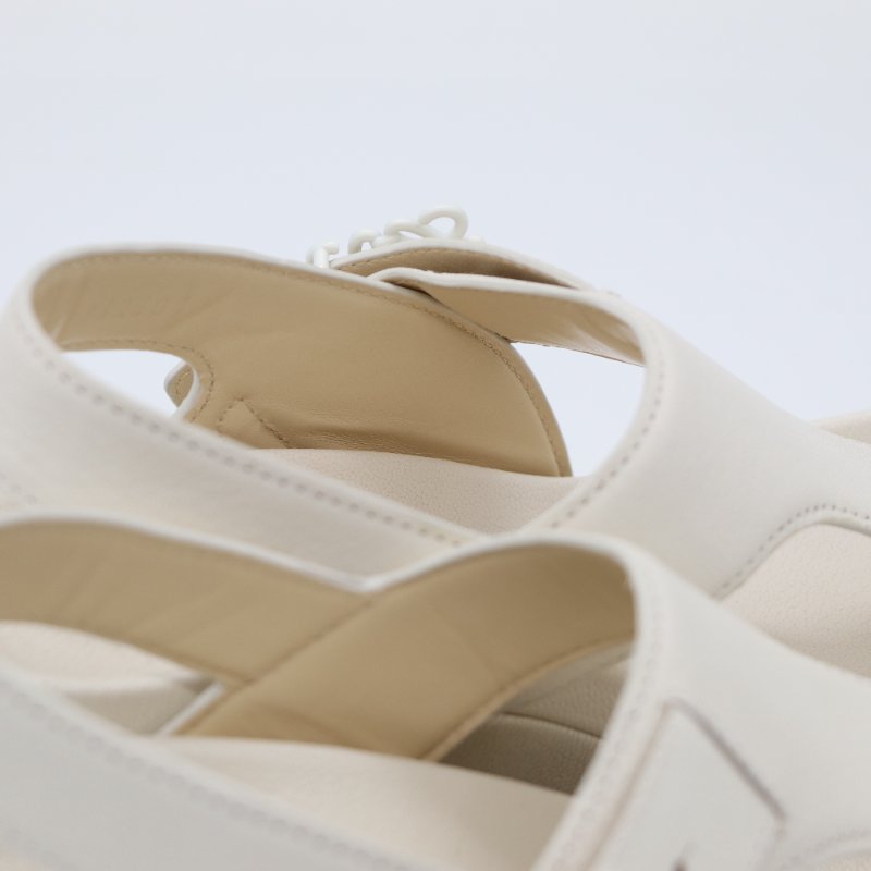 Loewe 羅威 Ease 奶白色 牛皮革 Anagram 經典 Logo 厚底拖鞋 厚底涼鞋 EU38-9