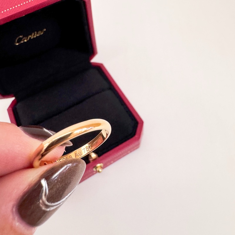 Cartier 1895 750玫瑰金單鑽戒指 53號-1