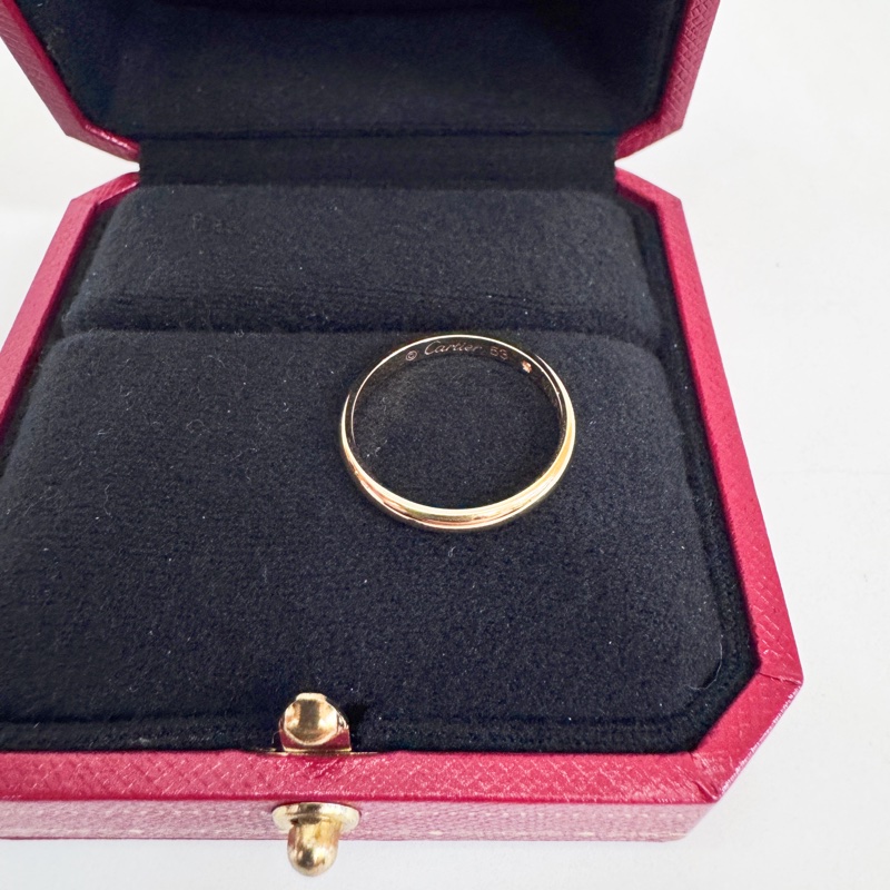 Cartier 1895 750玫瑰金單鑽戒指 53號-3