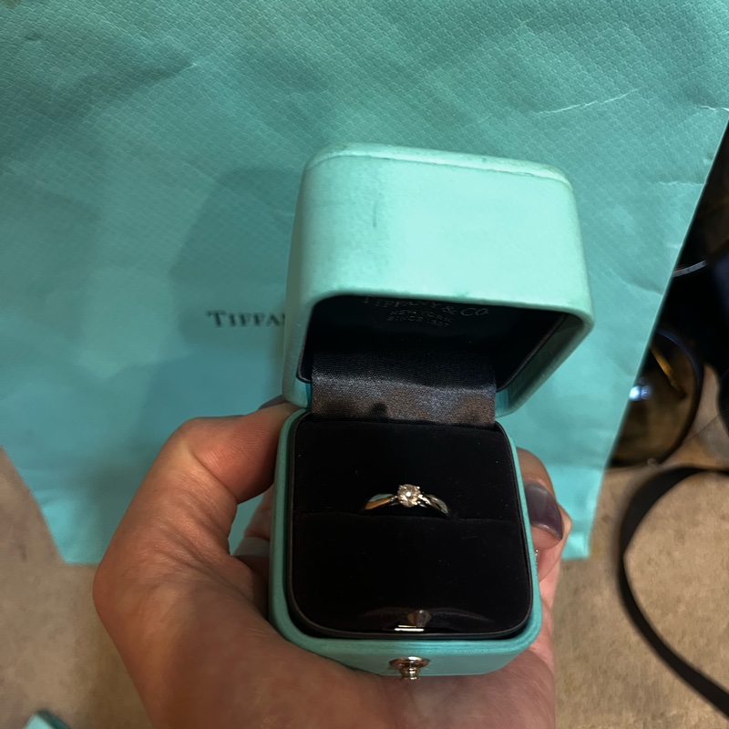 TIFFANY 蒂芬妮 PT950 鉑金 0.22 克拉 4爪鑲 鑽戒-2