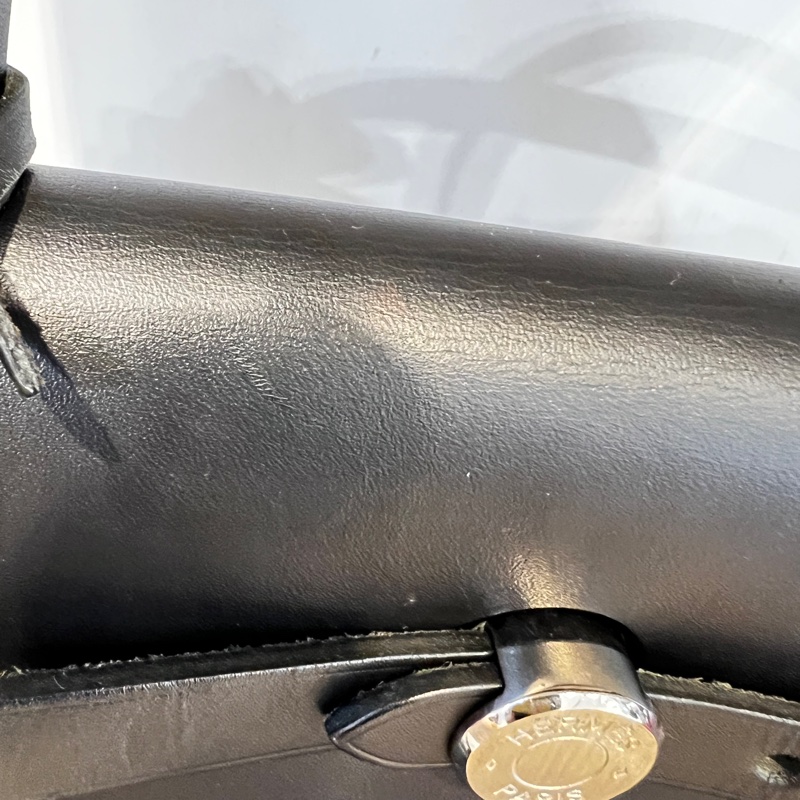 Hermes 黑帆布拼黑牛皮Herbag31銀扣手提斜背包-31