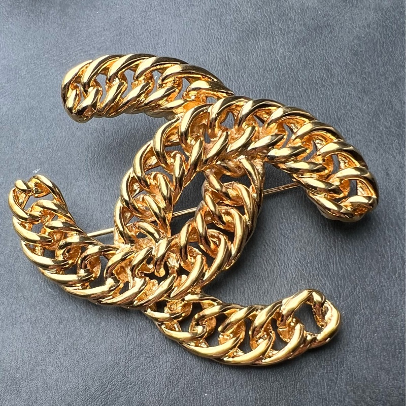 Chanel vintage 編織大logo胸針-4