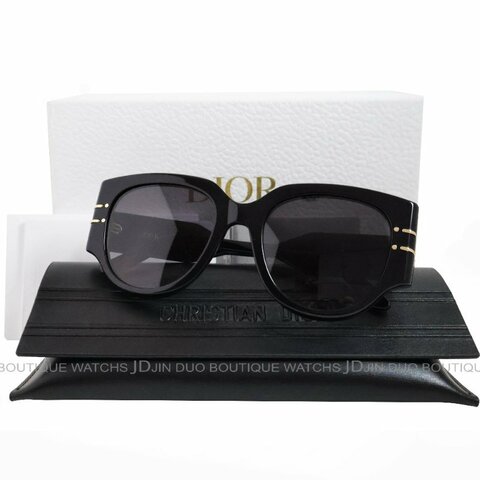 金鐸精品~2486 CHRISTIAN DIOR CD 迪奧 Dior Signature黑色膠框金色字紋漸層灰女士太陽眼鏡