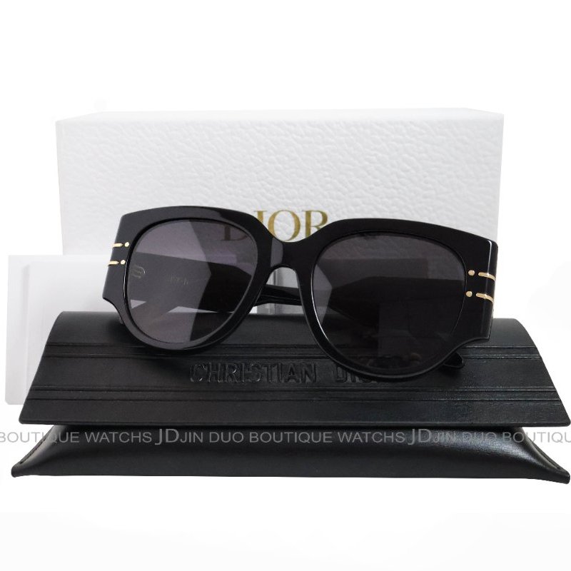 金鐸精品~2486 CHRISTIAN DIOR CD 迪奧 Dior Signature黑色膠框金色字紋漸層灰女士太陽眼鏡-0