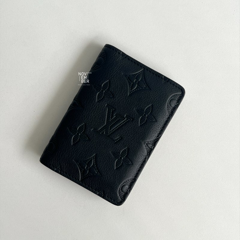 99新🆕 有購證🙌🏻 Louis Vuitton LV 路易威登 男士黑色壓紋卡夾-3