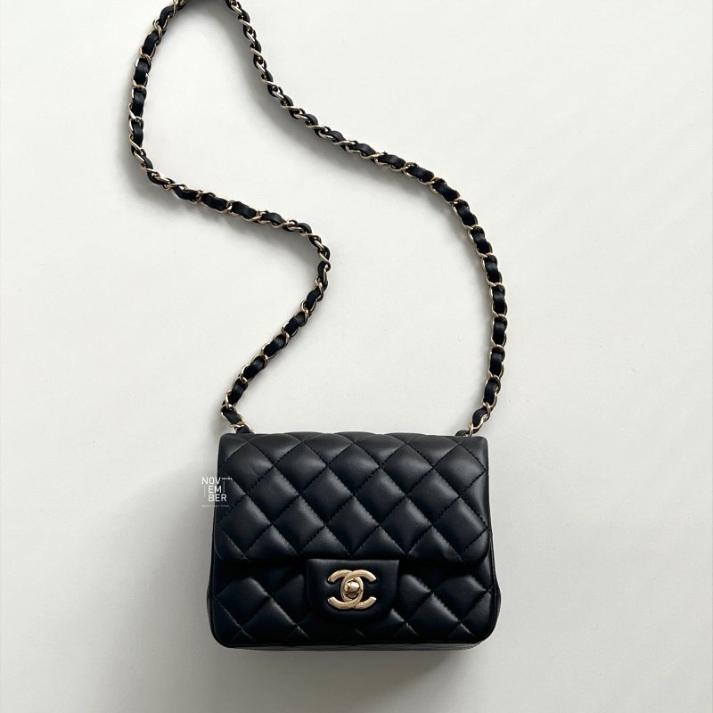 閒置新💖 全配有購證🙌🏻 Chanel 香奈兒 方胖 黑色金釦-1