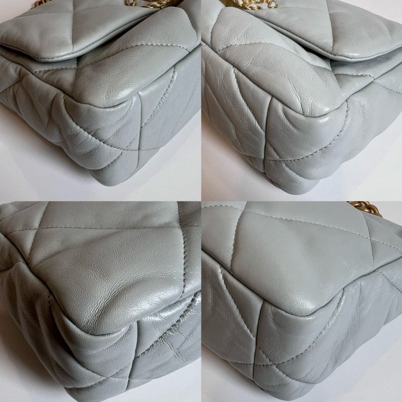 CHANEL 淺灰19包26CM 晶片款-8