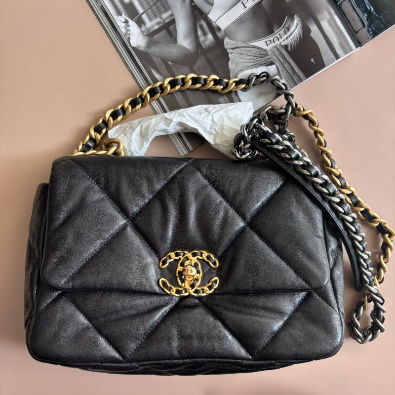 ::CHANEL:: 19 金釦 26公分 小款 手提包 斜背包 鏈包-1