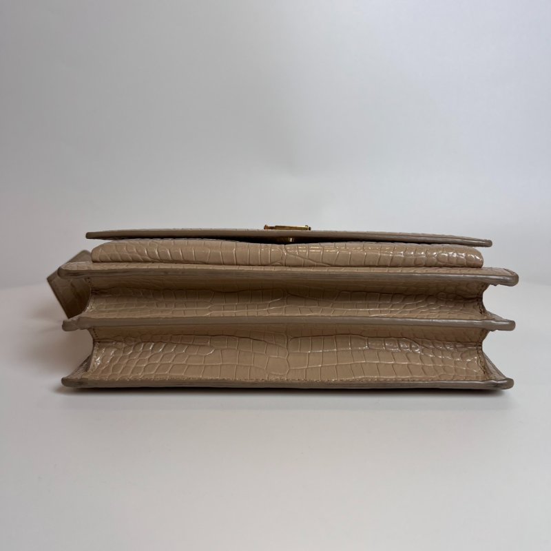 YSL 442906 奶茶鱷魚壓紋SUNSET 包 中號-2