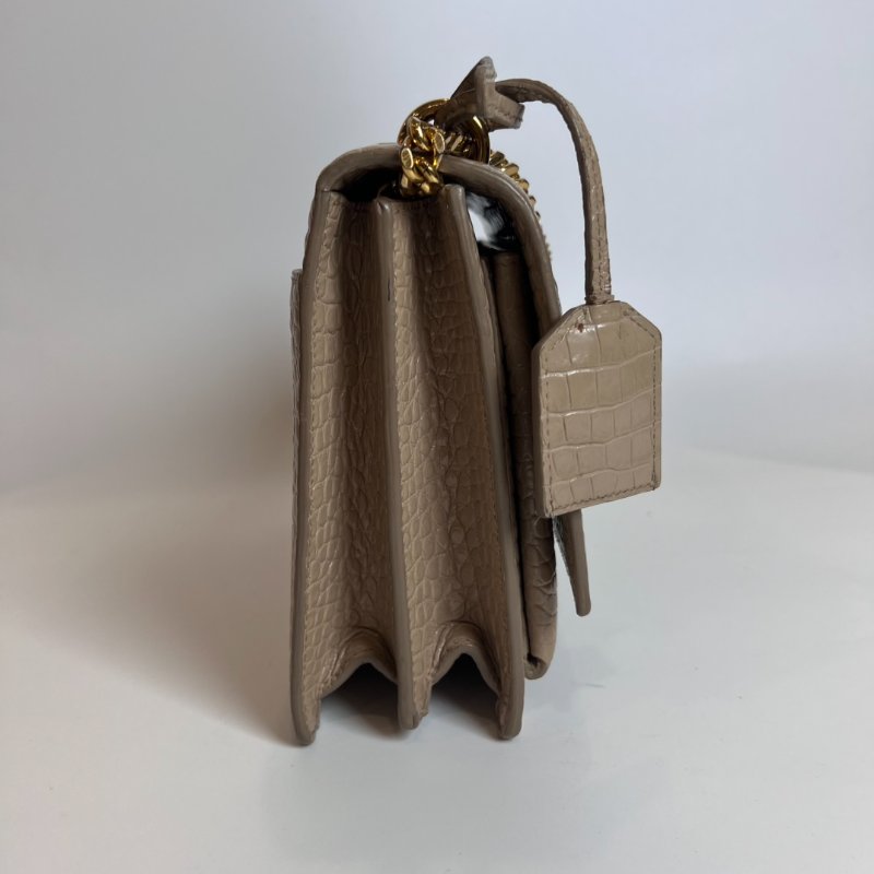 YSL 442906 奶茶鱷魚壓紋SUNSET 包 中號-4