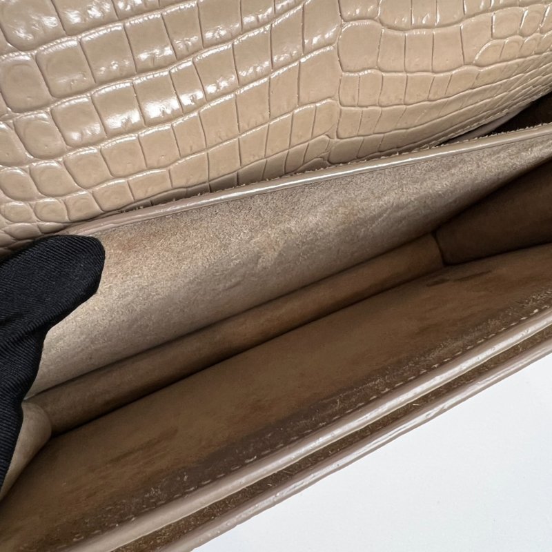 YSL 442906 奶茶鱷魚壓紋SUNSET 包 中號-8