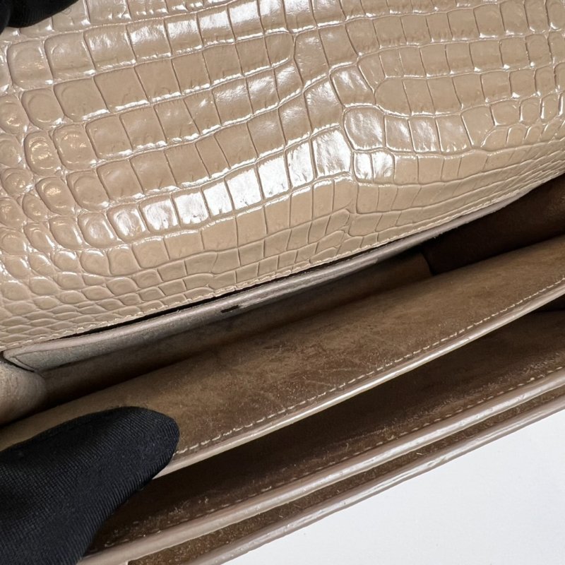 YSL 442906 奶茶鱷魚壓紋SUNSET 包 中號-9