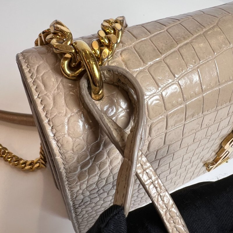 YSL 442906 奶茶鱷魚壓紋SUNSET 包 中號-11