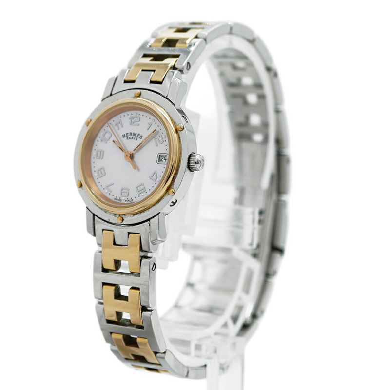 愛馬仕 Clipper CL4.221 粉紅錶盤女士腕錶-1