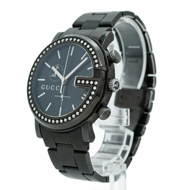 Gucci G 圓形 101M YA101340 黑色錶盤男士腕錶-2