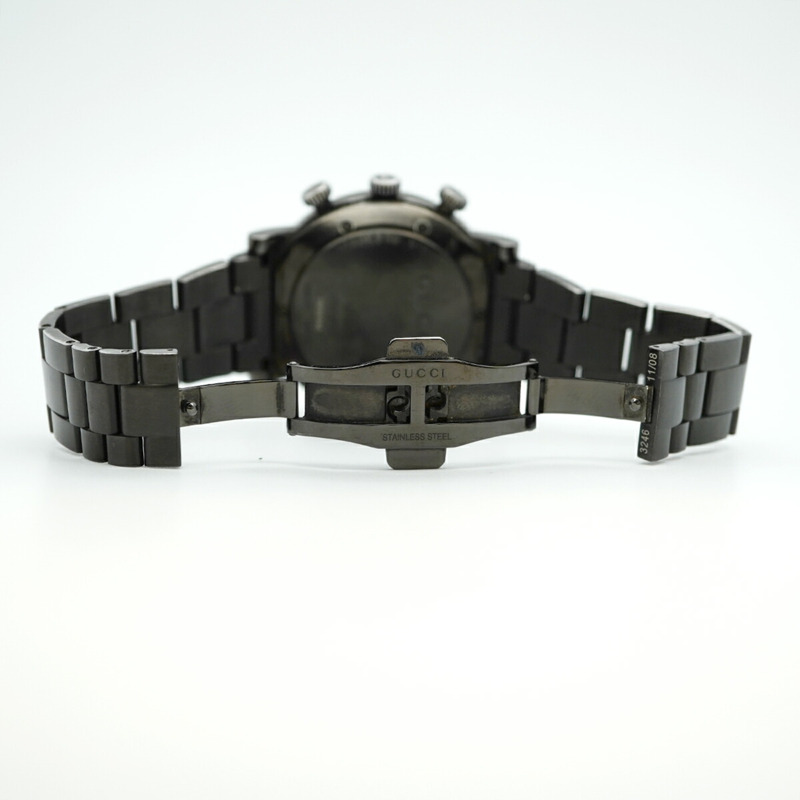 Gucci G 圓形 101M YA101340 黑色錶盤男士腕錶-4