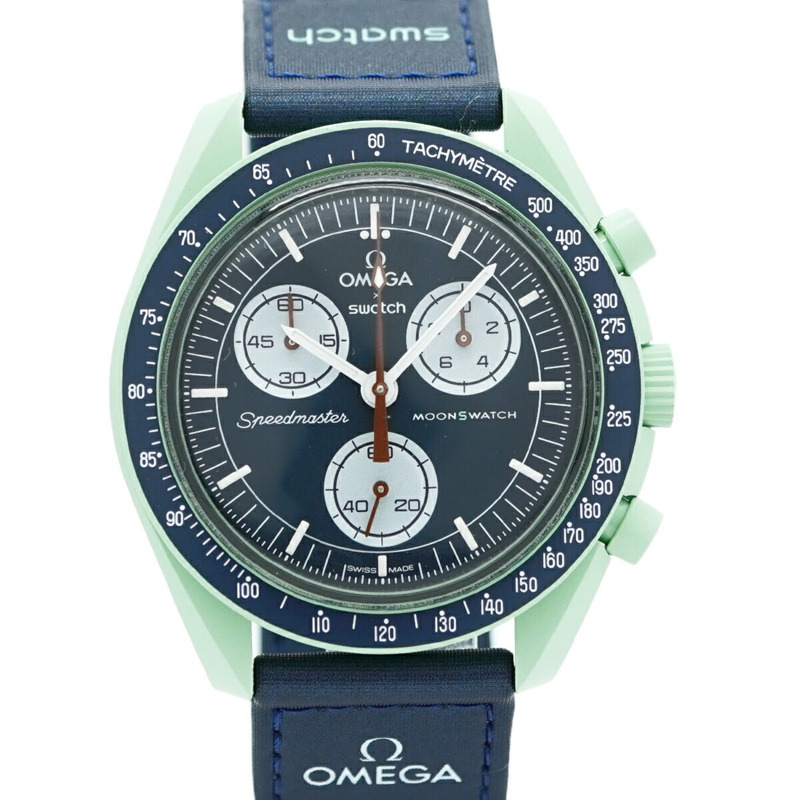 Swatch x Omega 地球任務 S033G100 海軍藍錶盤男士腕錶-0