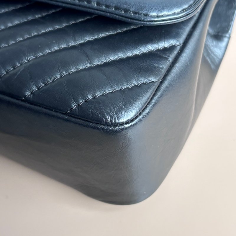 ::CHANEL:: Chevron Top Handle Flap Bag 黑色提把山形紋口蓋斜背鏈包-7