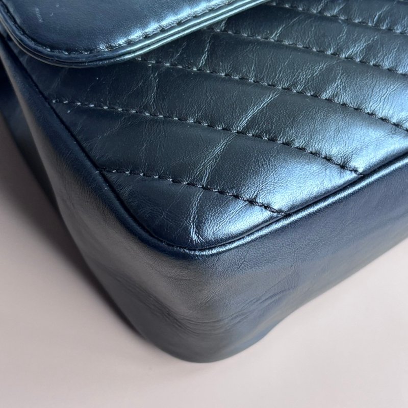 ::CHANEL:: Chevron Top Handle Flap Bag 黑色提把山形紋口蓋斜背鏈包-8