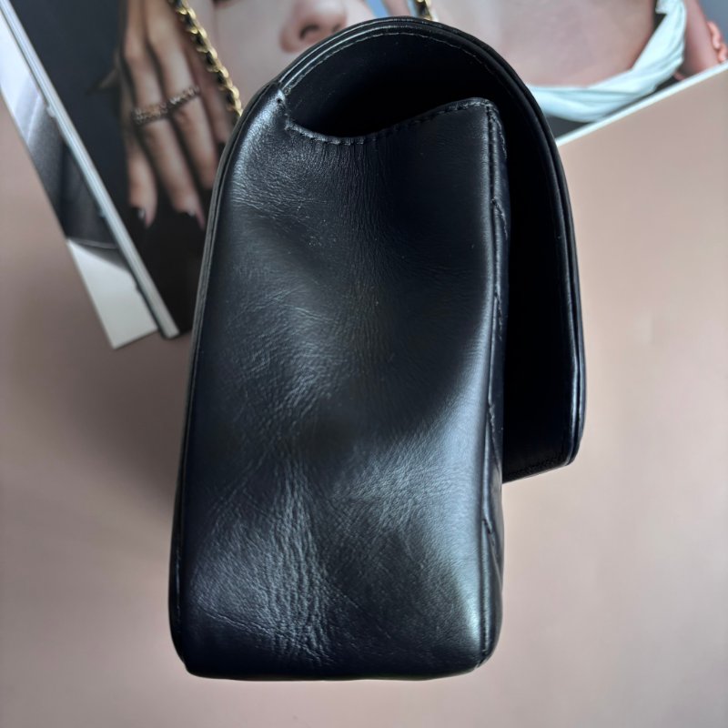 ::CHANEL:: Chevron Top Handle Flap Bag 黑色提把山形紋口蓋斜背鏈包-11