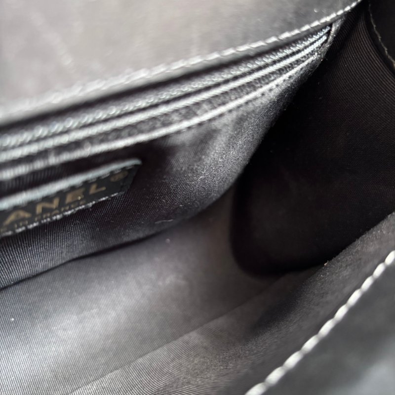 ::CHANEL:: Chevron Top Handle Flap Bag 黑色提把山形紋口蓋斜背鏈包-14