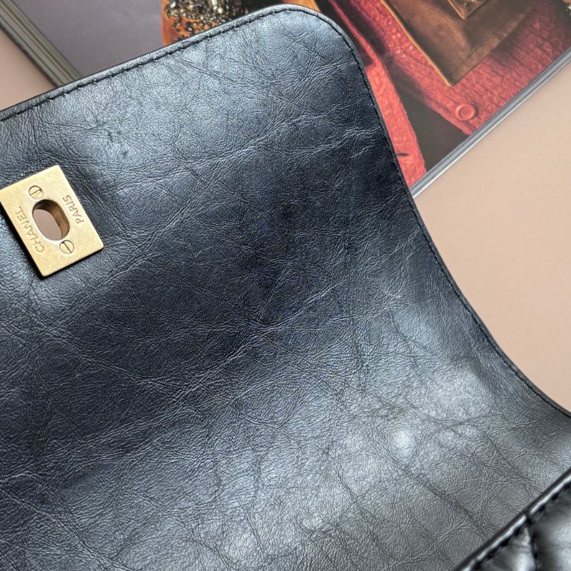 ::CHANEL:: Chevron Top Handle Flap Bag 黑色提把山形紋口蓋斜背鏈包-18