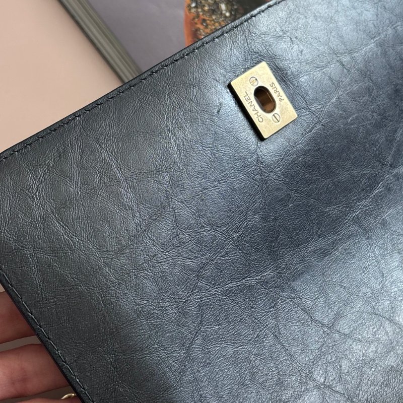 ::CHANEL:: Chevron Top Handle Flap Bag 黑色提把山形紋口蓋斜背鏈包-22