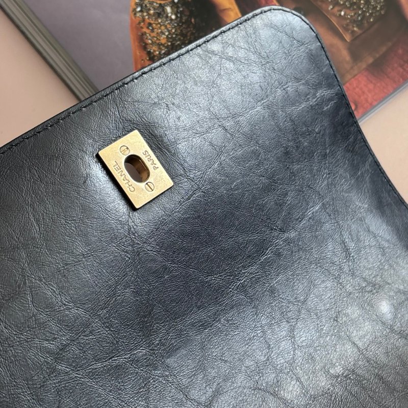 ::CHANEL:: Chevron Top Handle Flap Bag 黑色提把山形紋口蓋斜背鏈包-23