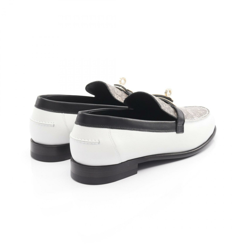 愛馬仕 Desting 莫卡辛鞋，蜥蜴皮皮革，白色/黑色/白色，二手女款-1