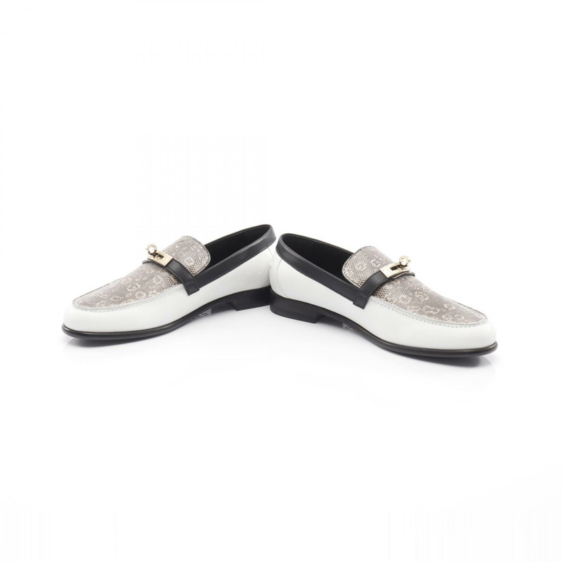 愛馬仕 Desting 莫卡辛鞋，蜥蜴皮皮革，白色/黑色/白色，二手女款-2