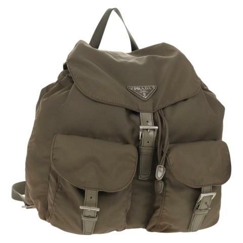 PRADA 雙肩包 尼龍 灰色 銀色 正品 145848