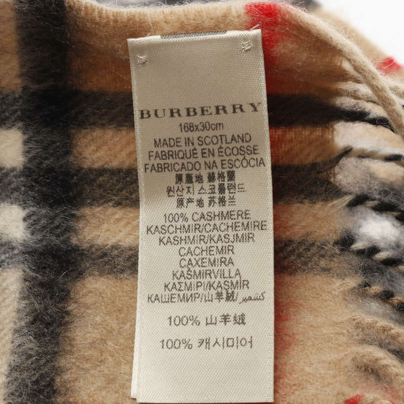 BURBERRY Nova 格紋圍巾披肩羊絨米色黑色紅色二手女款-2