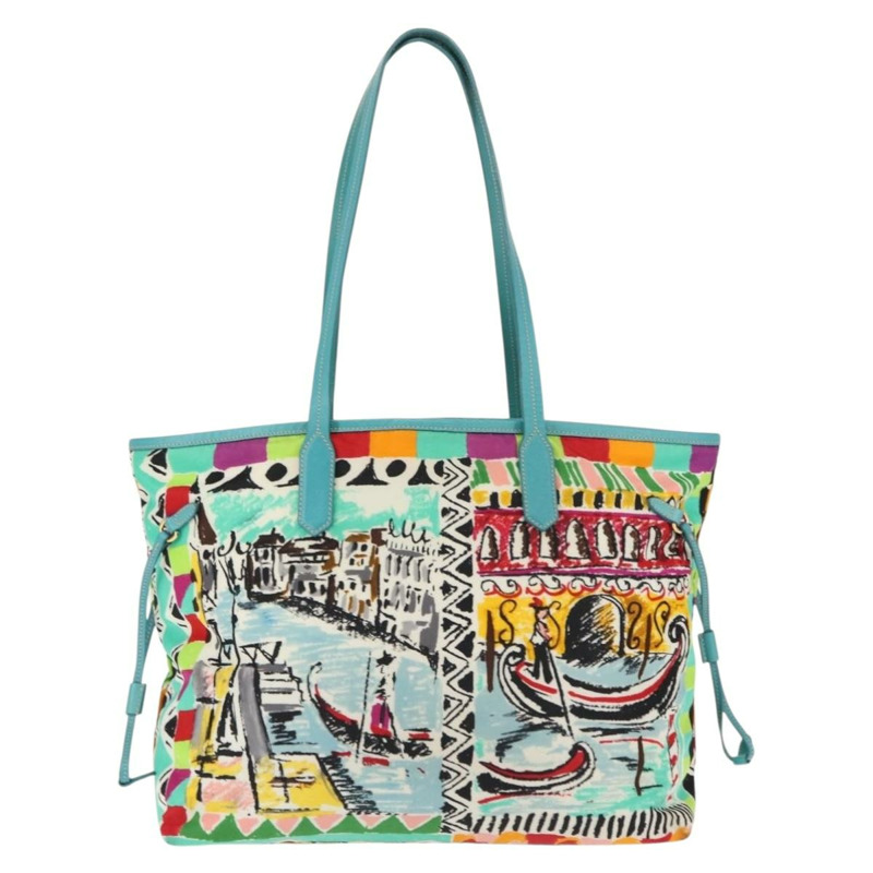 【日本直送】PRADA 托特包 尼龍皮革 綠松石藍 金色 正品 147406-1