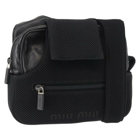 Miu Miu 單肩包 皮革網布 黑色 銀色 正品 146708