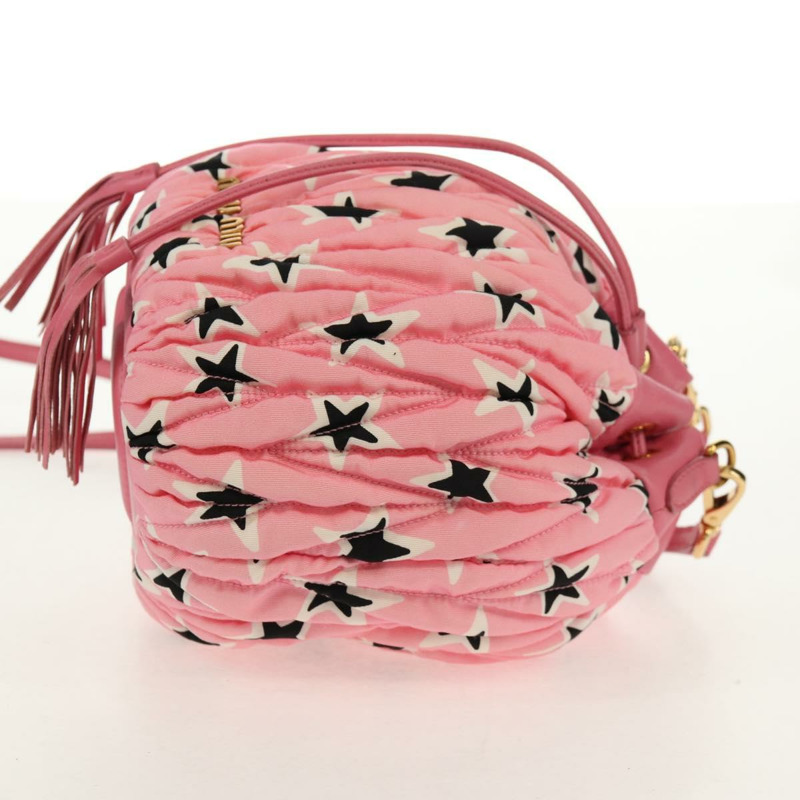 【日本直送】Miu Miu Matelasse 星星肩包 帆布皮革 粉金色金色正品 yk19705-3