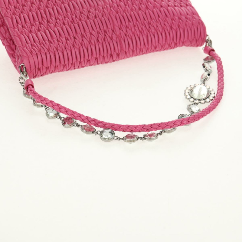 【日本直送】Miu Miu Matelasse Bijoux 單肩包 皮革 粉紅色 金邊 正品 yk19712V-5