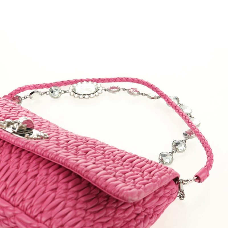 【日本直送】Miu Miu Matelasse Bijoux 單肩包 皮革 粉紅色 金邊 正品 yk19712V-16
