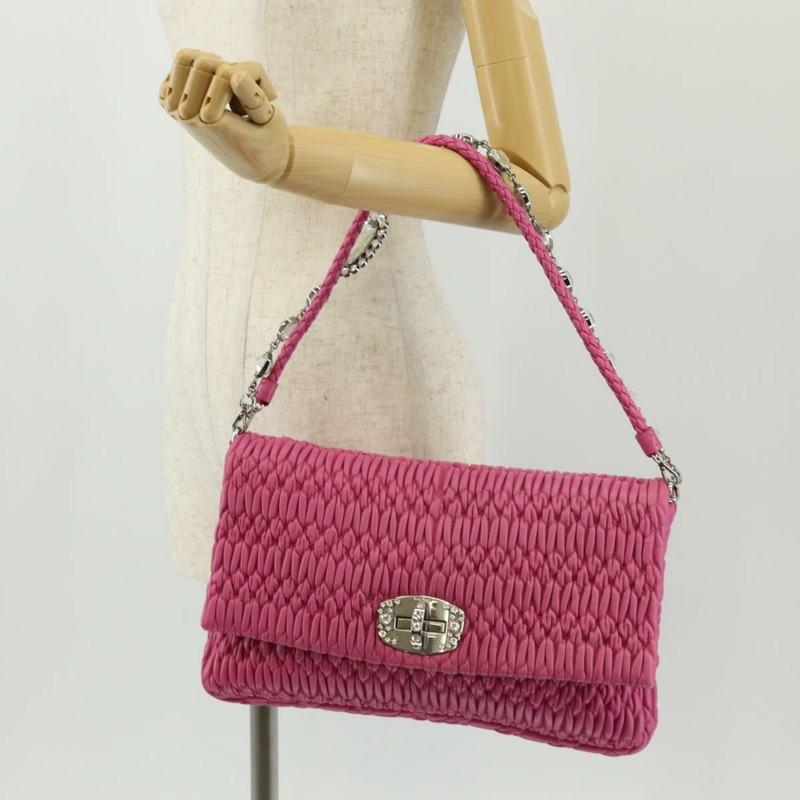 【日本直送】Miu Miu Matelasse Bijoux 單肩包 皮革 粉紅色 金邊 正品 yk19712V-28