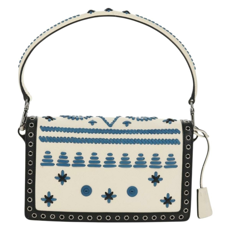 【日本直送】PRADA 單肩包 Safiano 皮革 白色 銀色 正品 147525V-1