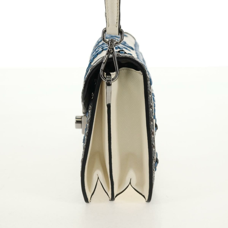 【日本直送】PRADA 單肩包 Safiano 皮革 白色 銀色 正品 147525V-2